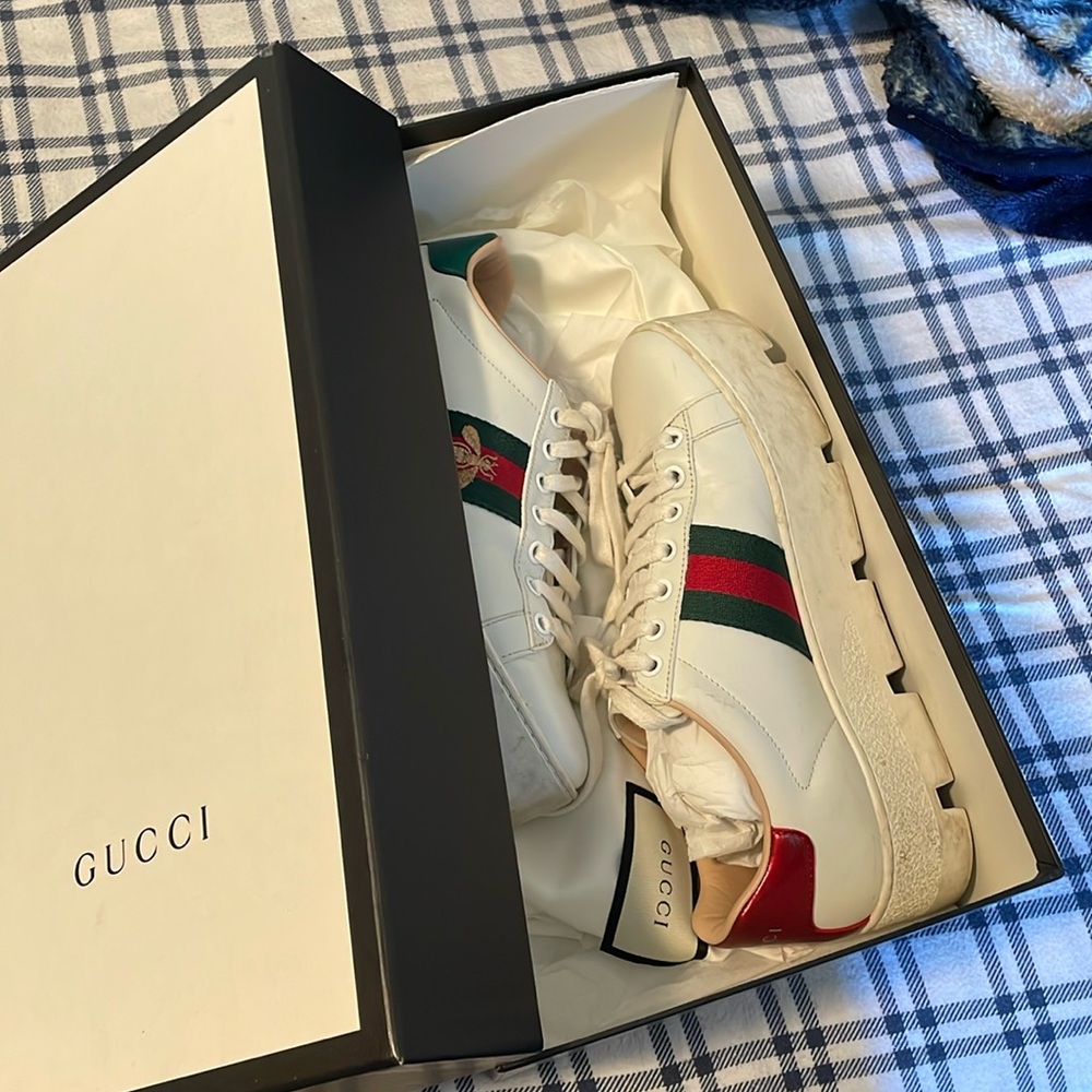 Gucci Ace Embroidered Platform Sneakers